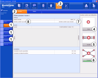 Maschinenparameter Transfer 1 bis 3